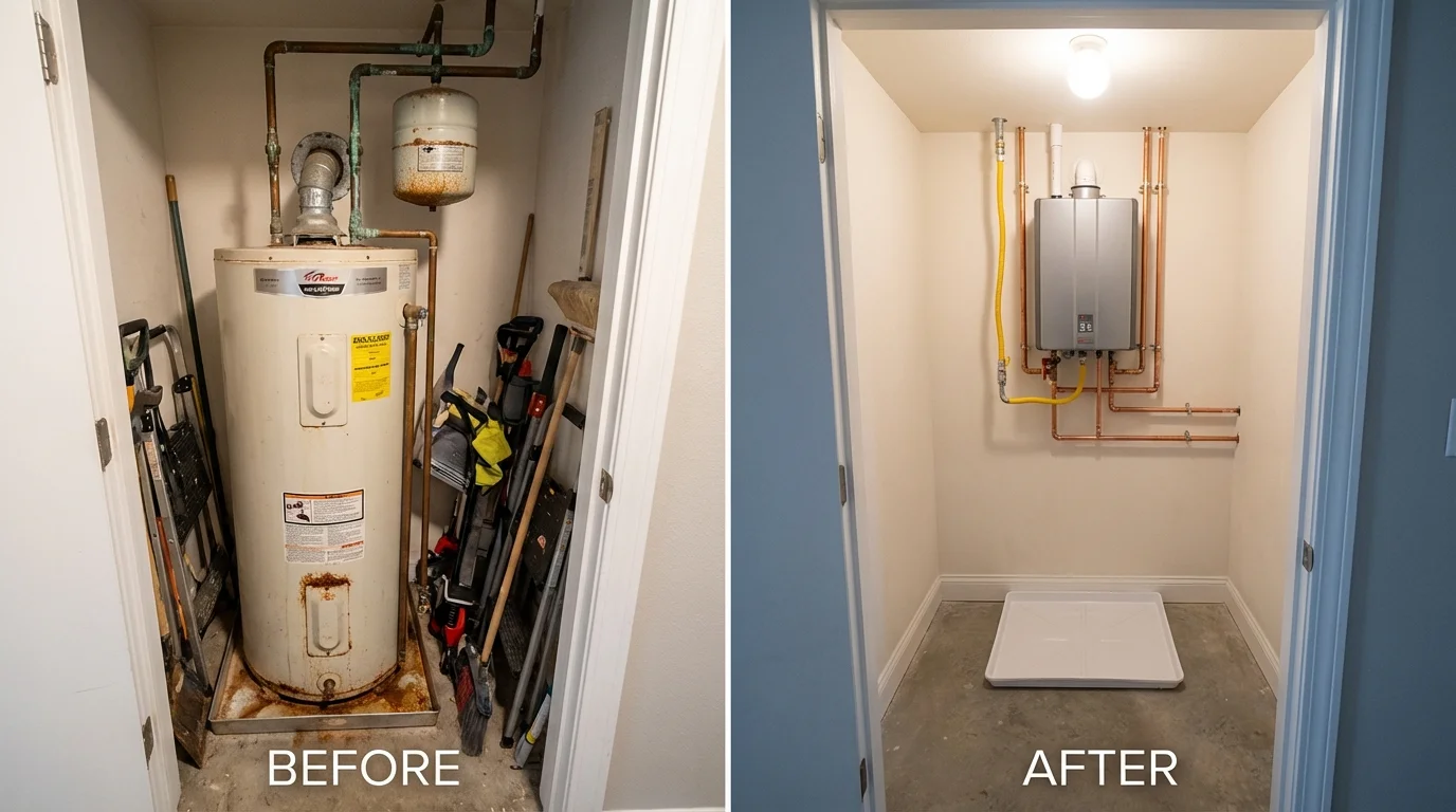 Tank water heater versus wall-mounted tankless unit comparison for Georgetown, SC homeowners