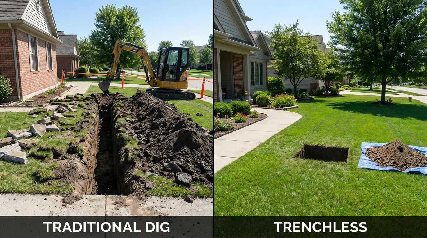 Trenchless sewer repair with minimal yard damage versus traditional excavation in Georgetown, SC